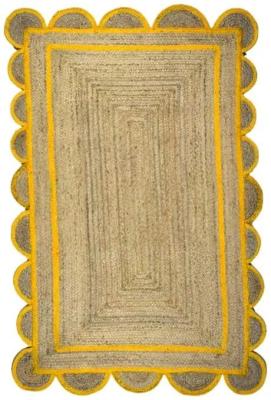 Scallop Yellow Jute Rug 120cm X 180cm