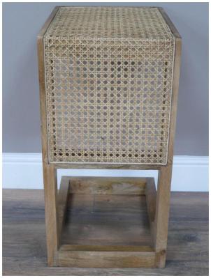 Product photograph of Dutch Acacia Wood And Rattan Side Table from Choice Furniture Superstore