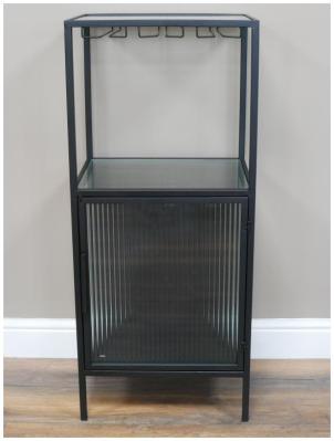 Product photograph of Dutch Black Metal 1 Door Wine Cabinet from Choice Furniture Superstore