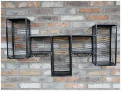 Dutch Black Metal Wine Wall Cabinet
