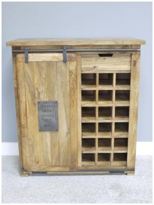 Product photograph of Dutch Industrial 1 Door 1 Drawer Wine Cabinet from Choice Furniture Superstore