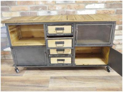 Product photograph of Dutch Industrial 4 Door 4 Drawer Wheels Cabinet from Choice Furniture Superstore