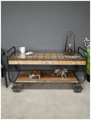 Product photograph of Dutch Industrial Fie Wood And Tempered Glass Top Storage Unit from Choice Furniture Superstore