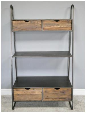 Image of Dutch Industrial Fir Wood 4 Drawer Shelves