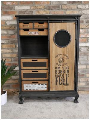 Dutch Industrial Fir Wood Storge Cabinet