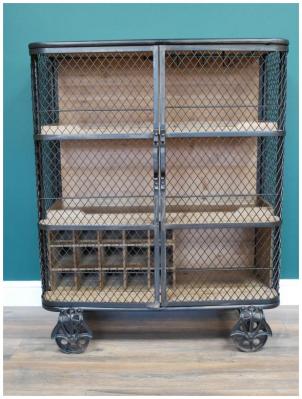 Product photograph of Dutch Industrial Fir Wood And Metal Bar Cabinet from Choice Furniture Superstore