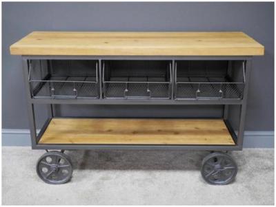 Product photograph of Dutch Industrial Fir Wood And Metal Cabinet from Choice Furniture Superstore