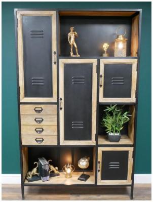 Product photograph of Dutch Industrial Mango Wood 4 Door Large Cabinet from Choice Furniture Superstore