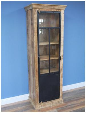 Product photograph of Dutch Industrial Mango Wood And Glass Tall Cabinet from Choice Furniture Superstore
