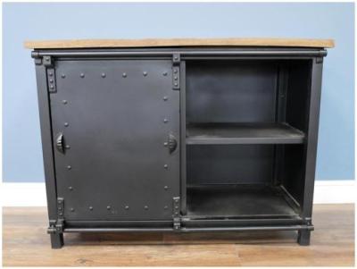 Dutch Industrial Mango Wood And Iron Storge Cabinet