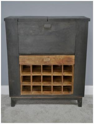 Product photograph of Dutch Industrial Mango Wood And Iron Wine Cabinet from Choice Furniture Superstore