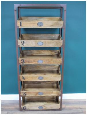 Image of Dutch Industrial Mango Wood and Metal 6 Shelves