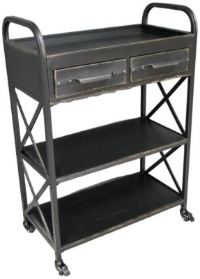 Dutch Industrial Metal 2 Drawer Shelves