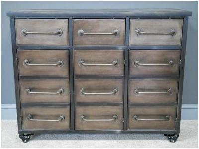 Dutch Industrial Metal 3 Door 3 Drawer Cabinet