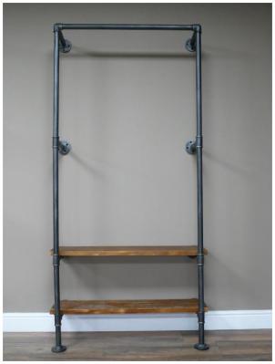 Product photograph of Dutch Industrial Metal Wood Pipe Coat And Shelving Stand from Choice Furniture Superstore