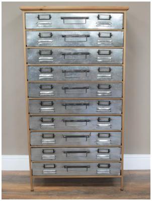 Product photograph of Dutch Industrial Tall 10 Drawer Storage Cabinet from Choice Furniture Superstore