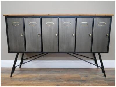 Product photograph of Dutch Industrial Wood And Metal Storage Cabinet from Choice Furniture Superstore