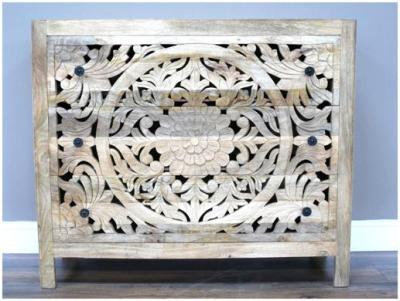 Product photograph of Dutch Mango Wood Carved Chest Of Drawer from Choice Furniture Superstore