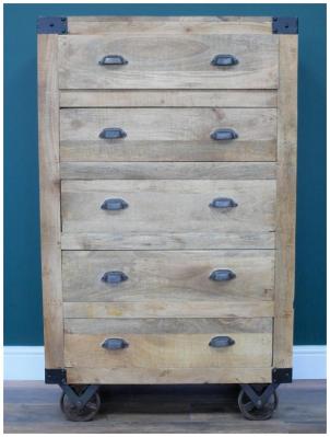 Product photograph of Dutch Mango Wood Tall 5 Drawer Chest from Choice Furniture Superstore