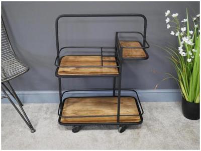 Dutch Mango Wood and Iron Wine Trolley