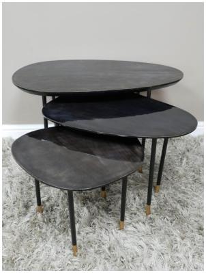 Product photograph of Dutch Mango Wood With High Gloss Top Finish Side Table Set Of 3 from Choice Furniture Superstore
