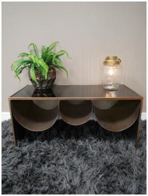 Product photograph of Dutch Metal And Black Glass Low Side Table - 9269 from Choice Furniture Superstore