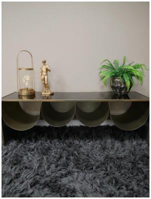 Product photograph of Dutch Metal And Black Glass Low Side Table - 9270 from Choice Furniture Superstore