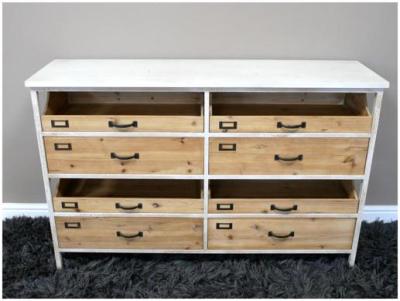 Product photograph of Dutch Natural And White Metal Wide Storage Cabinet from Choice Furniture Superstore