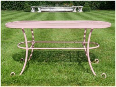Product photograph of Dutch Pink Metal Outdoor Garden Bench from Choice Furniture Superstore