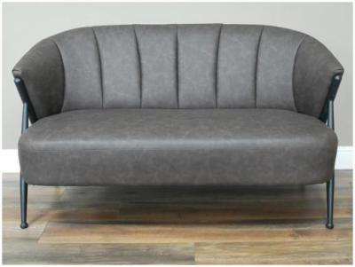 Dutch Retro Leather And Steel 2 Seater Sofa