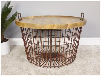 Product photograph of Dutch Rusty Basket With Wood Lid from Choice Furniture Superstore