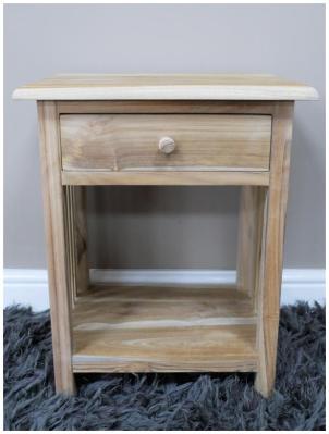 Product photograph of Dutch Teak Wood 1 Drawer Bedside Cabinet from Choice Furniture Superstore