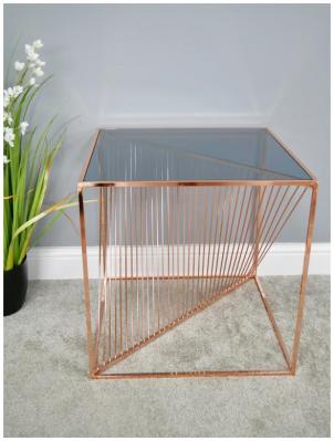 Product photograph of Dutch Tempered Glass Top Side Table - Comes In Copper Black And Gold Option from Choice Furniture Superstore