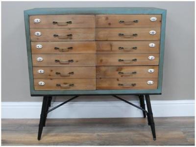 Product photograph of Dutch Wood And Metal Multi Drawer Storage Cabinet from Choice Furniture Superstore