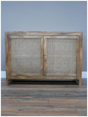 Product photograph of Dutch Wood And Rattan 2 Door Storage Cabinet from Choice Furniture Superstore