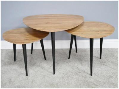 Dutch Wooden Nest Of 3 Tables