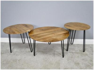 Dutch Wooden Round Nest Of 3 Tables