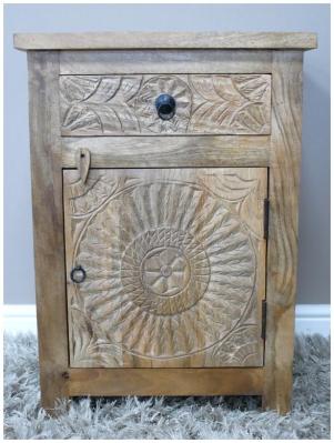 Product photograph of Dutch Carved 1 Door 1 Drawer Bedside Cabinet from Choice Furniture Superstore