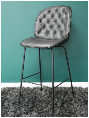 Dutch Dark Grey Faux Leather Bar Stool (Sold in Pairs) - 8003