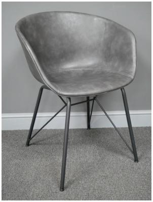 Product photograph of Dutch Dark Grey Faux Leather Chair from Choice Furniture Superstore