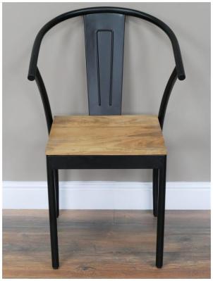 Dutch Industrial Wooden And Metal Dining Chair Sold In Pairs
