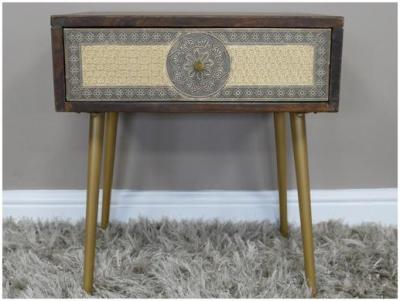 Dutch Mango Wood And Brass 1 Drawer Bedside Cabinet