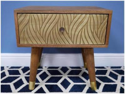 Product photograph of Dutch Mango Wood And Brass Cladding Bedside Cabinet from Choice Furniture Superstore