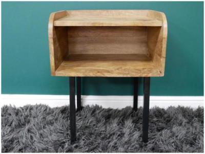 Product photograph of Dutch Mango Wood And Iron Bedside Cabinet from Choice Furniture Superstore