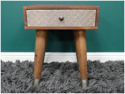 Product photograph of Dutch Mango Wood And Metal 1 Drawer Bedside Cabinet from Choice Furniture Superstore