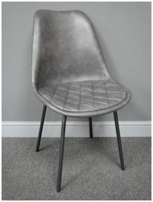 Dutch Grey Faux Leather Metal Frame Dining Chair Sold In Pairs
