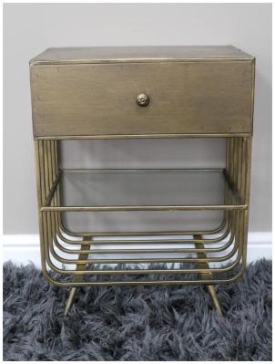 Product photograph of Dutch Metal And Glass 1 Drawer Bedside Cabinet from Choice Furniture Superstore