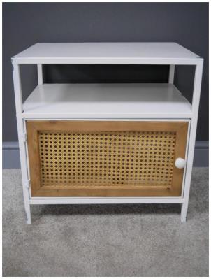 Dutch Metal And Rattan 1 Door Bedside Cabinet