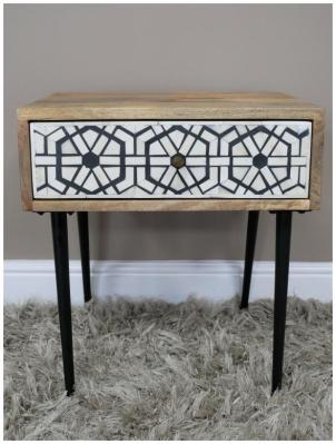 Dutch Wooden And White Industrial Bedside Cabinet
