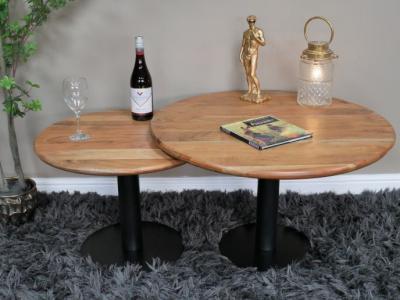 Product photograph of Dutch Mango Wood Round Coffee Table - Set Of 2 from Choice Furniture Superstore